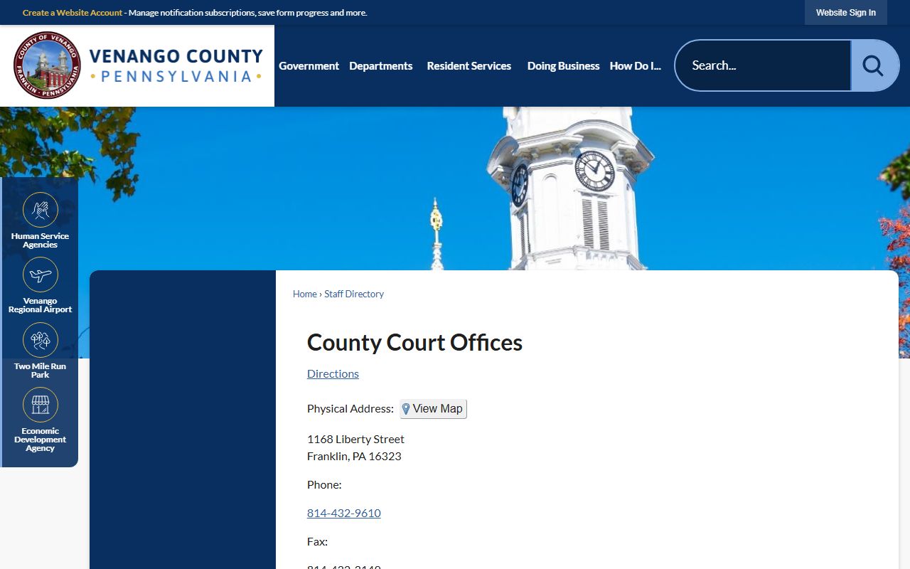 Venango County arrest records and court charges staff directory