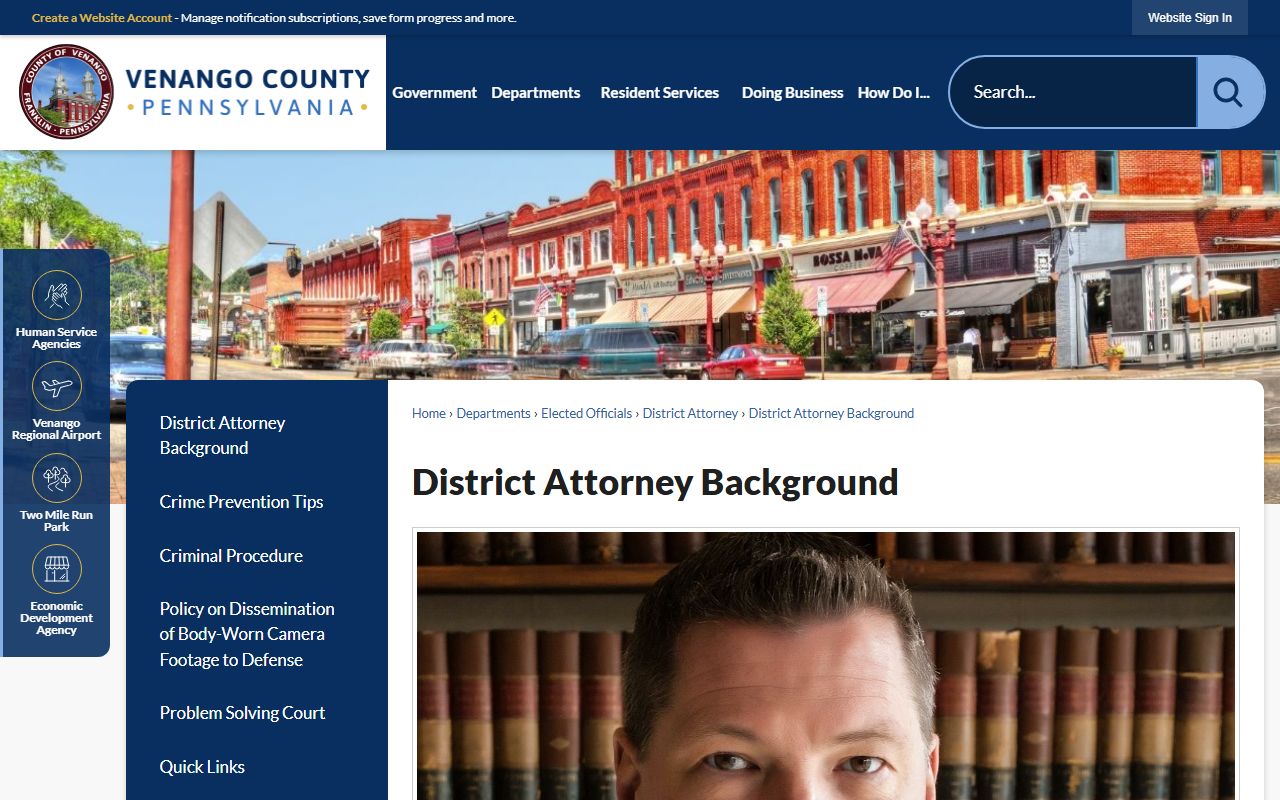 Venango County criminal court records District Attorney biography