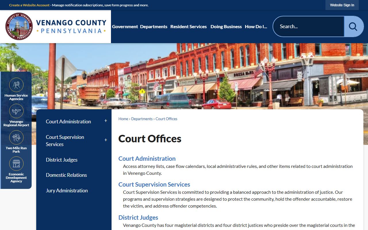 Venango County court records court offices page