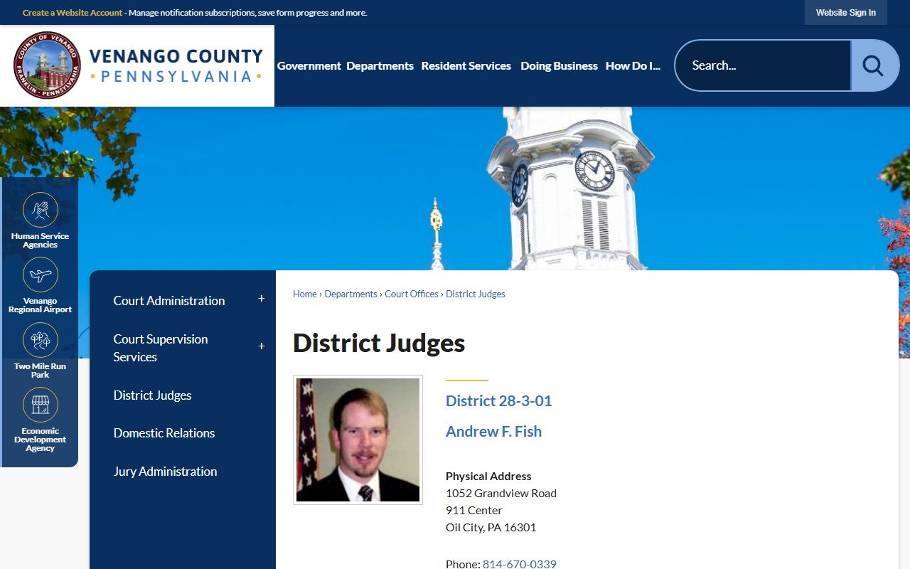 Venango County court records Magisterial District Judges