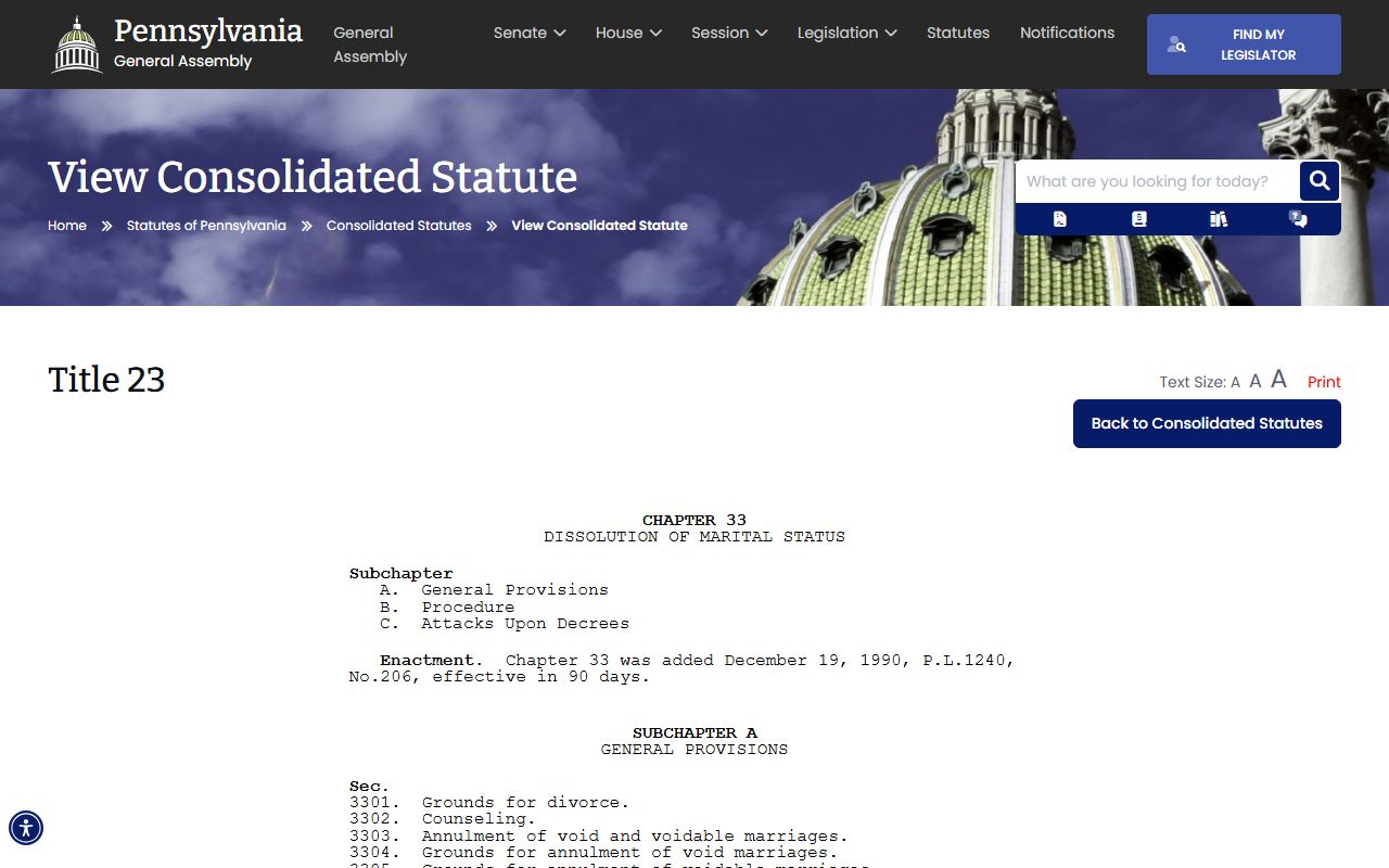 Venango County divorce records Pennsylvania grounds law