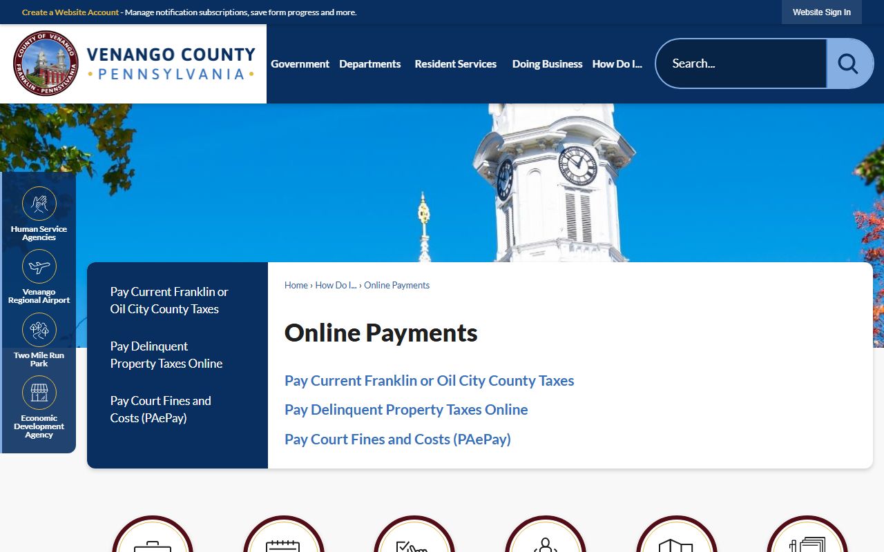 Venango County online court payments page