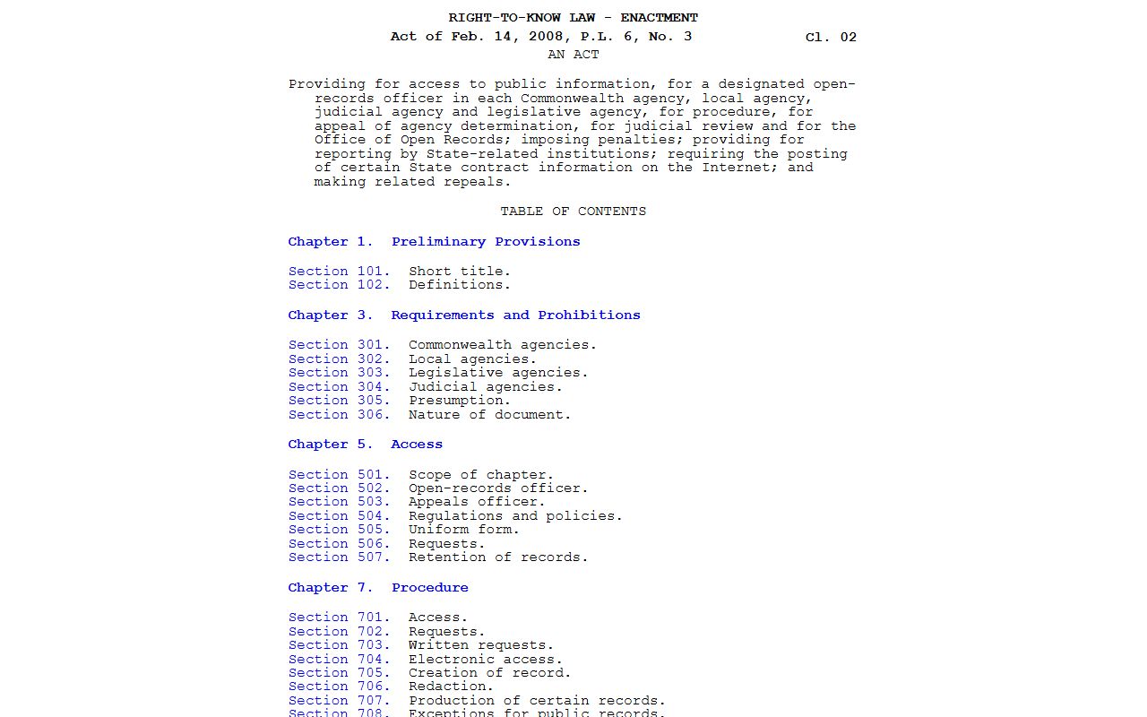 Venango County warrant records Pennsylvania Right-to-Know Law
